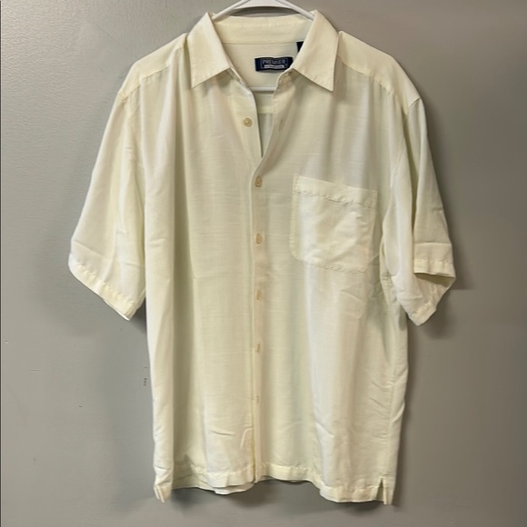 Cream Casual Button Down Shirt Short Sleeves - Picture 1 of 4